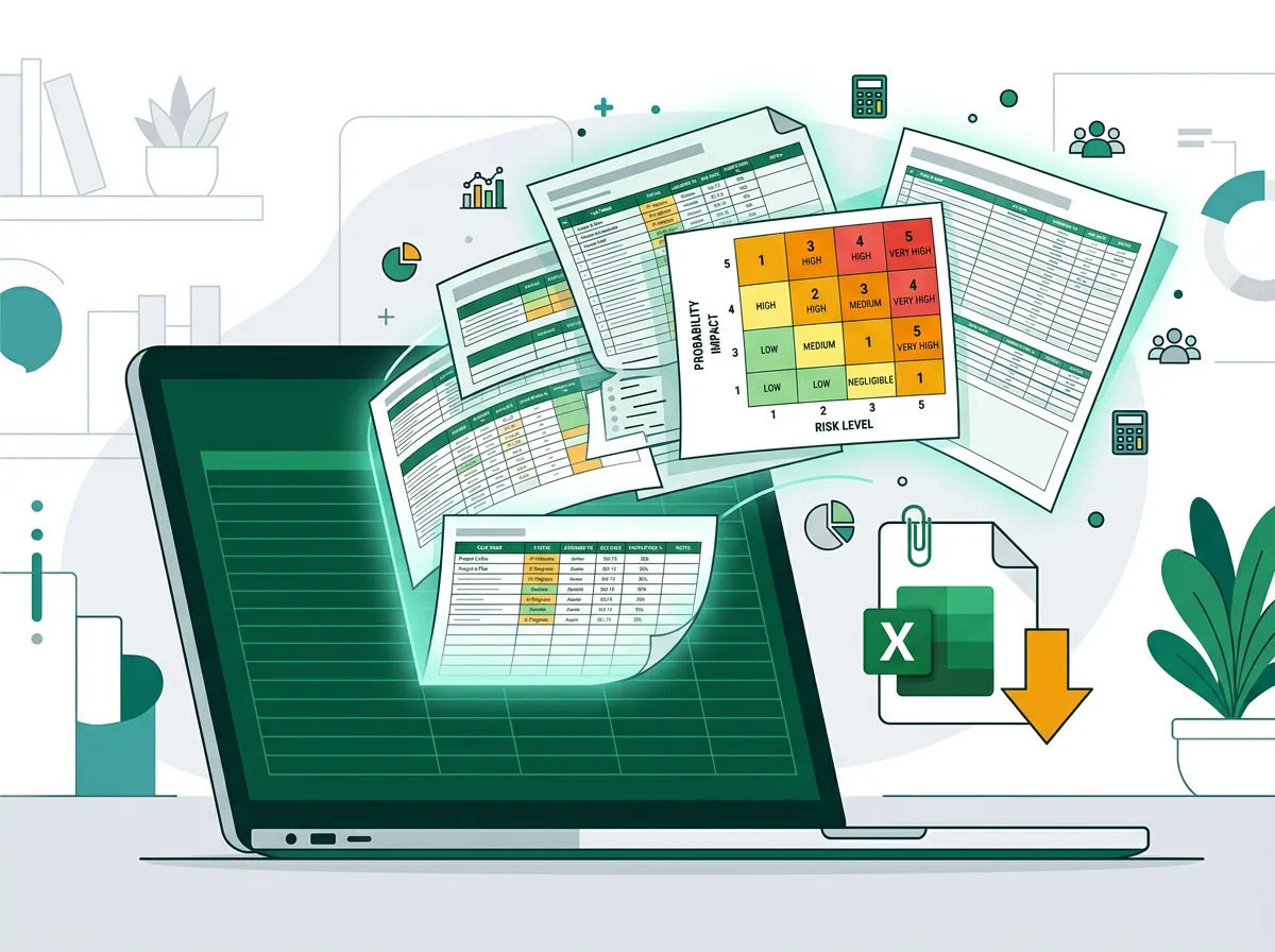 Professionelle Excel-Datei mit Risikomatrix und Maßnahmenplan